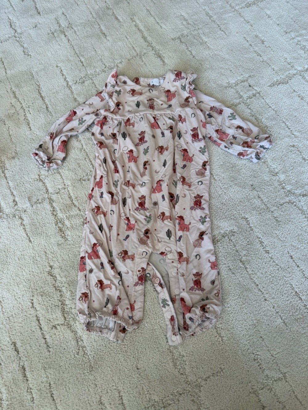 Angel Dear Pink Western Pony Long-Sleeve Footless Romper